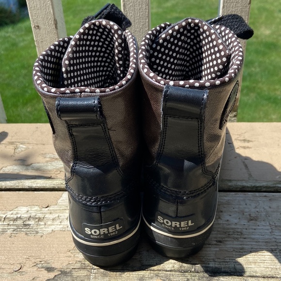 Sorel Tivoli Rain Boots Women’s Sz 8 Blk/Brwn Gently Used-Nice Ready For Fall! - Picture 3 of 17